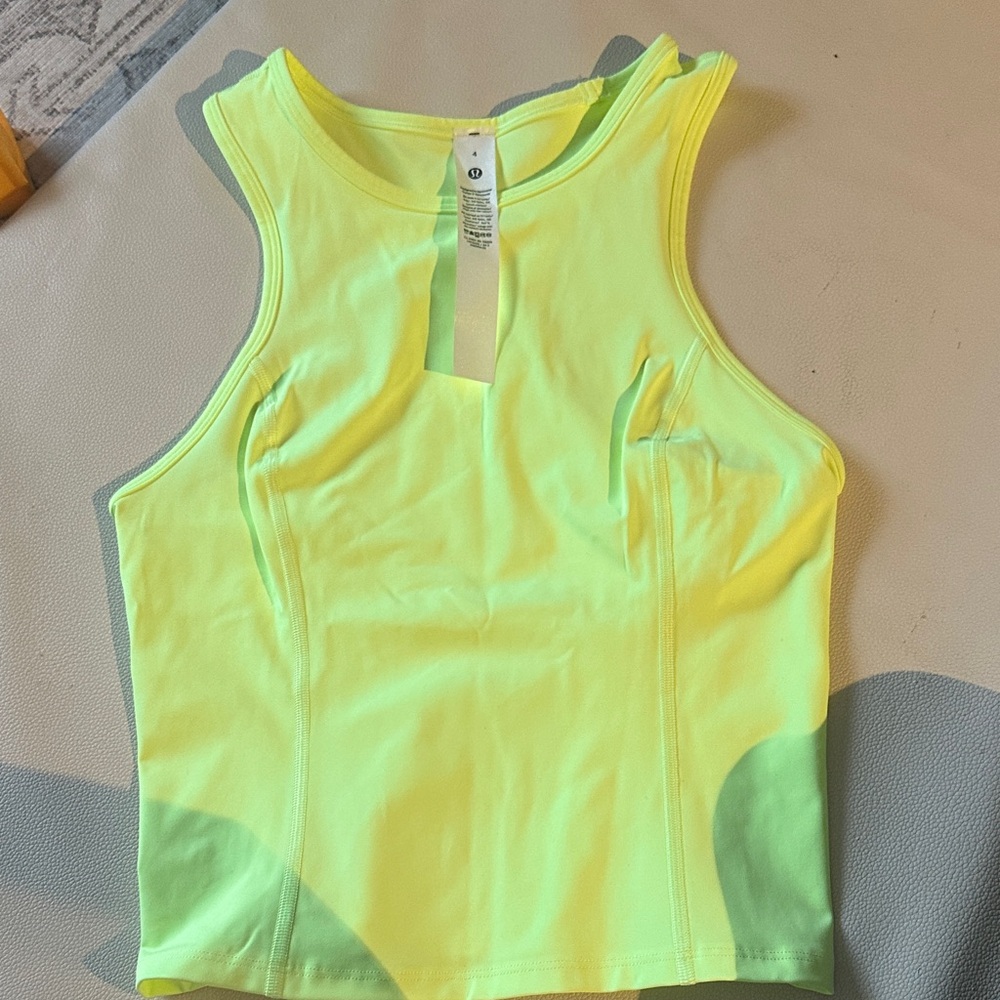 Lululemon Neon Yellow Nulux Racerback Cropped Run Tank